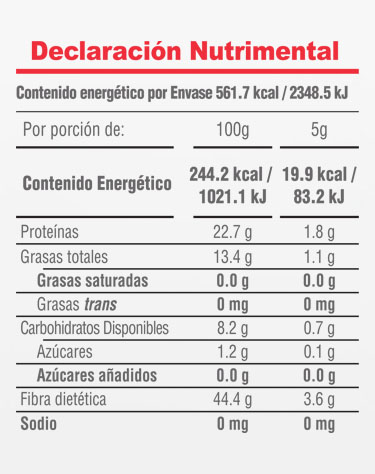 Informacion Nutrimental - Postrelicioso® Cocoa Natural